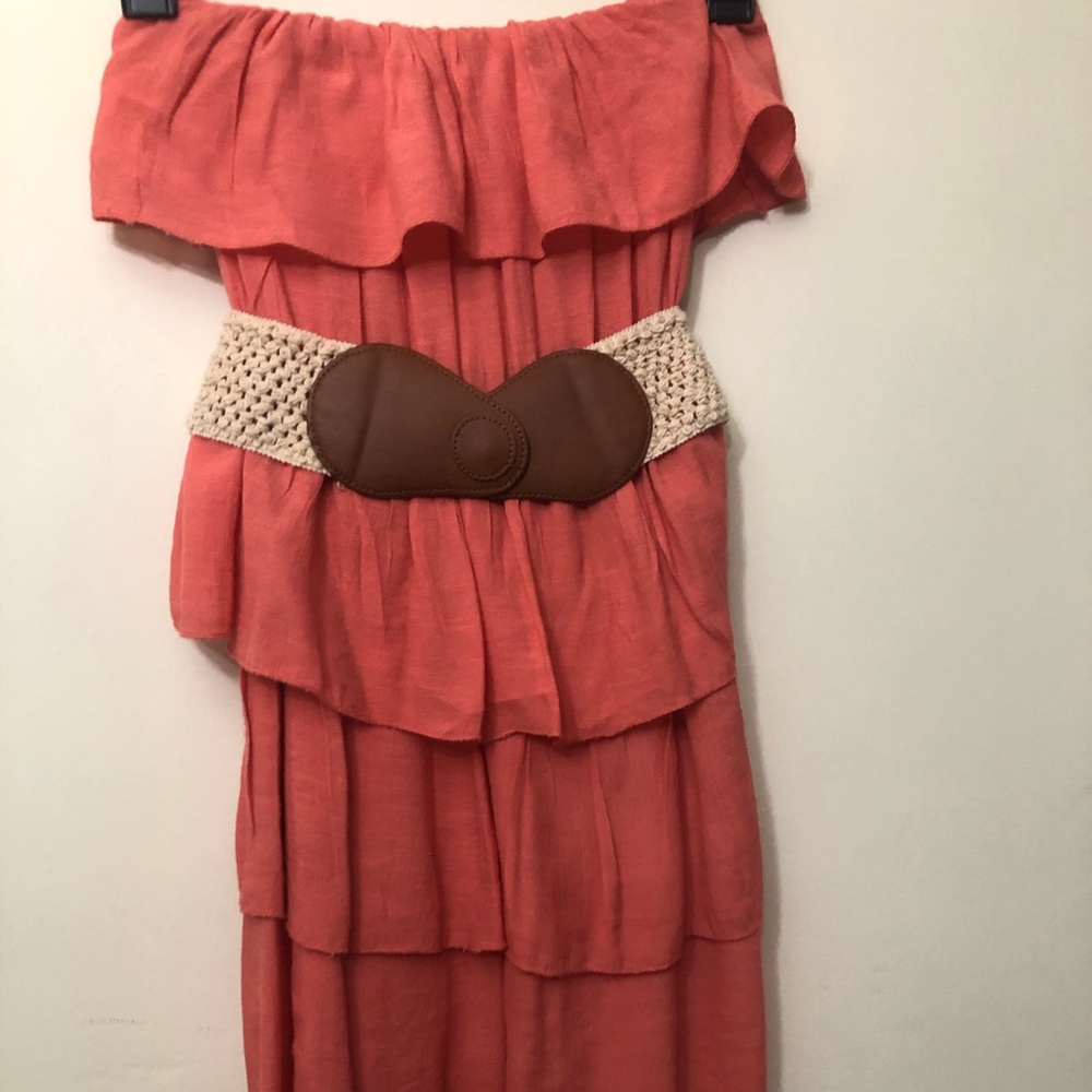 STRAPLESS ORANGE DRESS - Picture 4 of 6